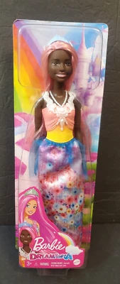 芭比 Dreamtopia 非裔美国人皇家公主娃娃 粉色 头发 蓝色 Tierra — 第 1/4 张图片