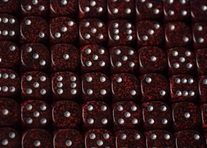 Dados Chessex Silver Volcano Speckled 16 mm D6 RPG (10 dados) rojo oscuro y negro - Imagen 1 de 1