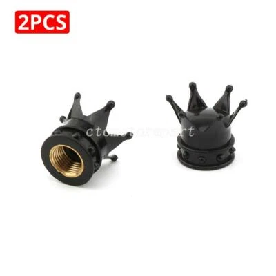 2PCS Black Crown Tire/Wheel Air Stem Valve Caps for Harley-Davidson Motorcycle - Image 1 of 3