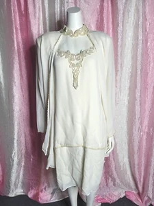 Patra Elfenbein Chiffon Kristall fließend Kleid Größe 14 - Bild 1 von 13