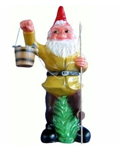 Nano da Giardino Angler Figura XXL-ZWERG IN Piedi H 100 CM Grande Decorazione - Foto 1 di 2