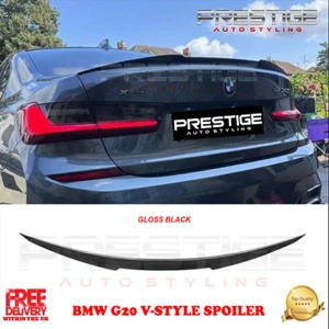 GLOSS BLACK BMW 3 SERIES G20 G80 V STYLE M PERFORMANCE LIP REAR BOOT SPOILER - Afbeelding 1 van 7