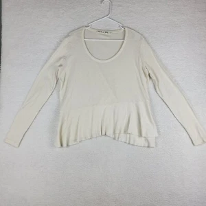 Michael Stars Long Sleeve Scoop Neck Top Ivory OS Layered Hem Lightweight USA - Picture 1 of 8