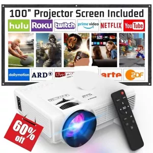 DR.J Professional Mini Projector with a 100" Screen Full HD HDMI - Picture 1 of 24