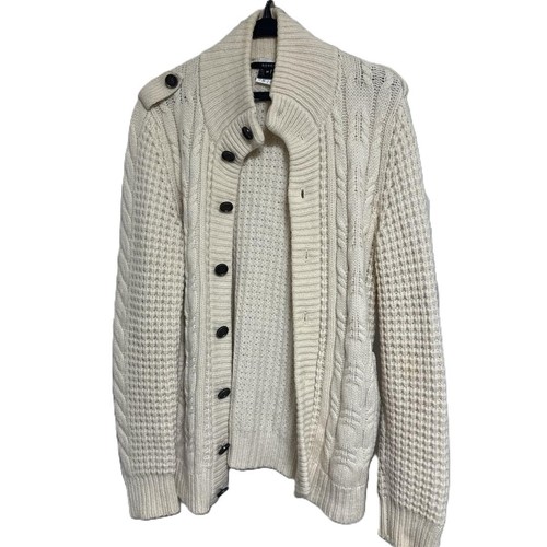 Autentico GUCCI Maglia Intrecciata Giacca Cardigan Avorio Uomo Usa dalppone Giappo T