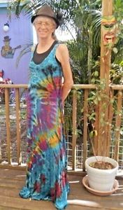 JAYLI NEPAL Hecho a Mano MUDMEE TINTE Vestido Largo ESCOTILLA Par con Tanque/Camisa - Imagen 1 de 6