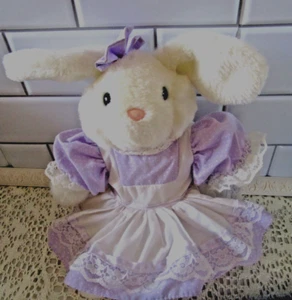 Westcliff Collection PAF weiß Stofftier Hase lila Lavendel Kleid Schleife 12 Zoll Vintage - Bild 1 von 7