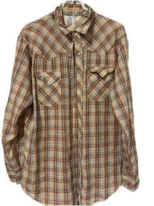 Vintage Van Cort Hemd Herren Large kariert Western Pearl Snap Western L/S braun - Bild 1 von 7