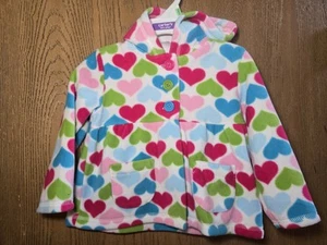 NWOT Size 18M Carter's hooded fleece tunic style jacket w/ pink blue hearts New - Picture 1 of 3