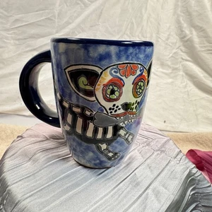 Taza Contreras México pintada a mano - perro calavera de azúcar - sin plomo - 16-18 oz - Imagen 1 de 7