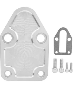 Billet SBC Chevy Fuel Pump Block-Off Plate Gasket w/Bolts Kit 283 327 350 400 - Bild 1 von 6