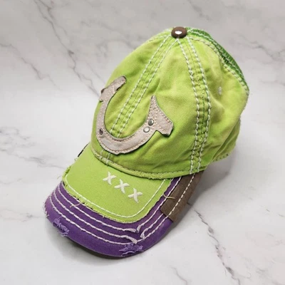 True Religion De Colección Y2K XXX Envejecido Béisbol Camionero Sombrero Herradura Verde OS Foto 1 de 4