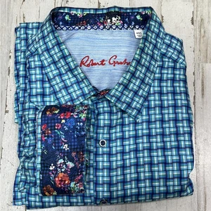 Robert Graham Shirt Mens Size 4XL Classic Fit Blue Geometric Long Sleeve Stretch - Picture 1 of 12
