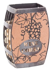Vintage Decorative Metal Barrel Shaped Tabletop Countertop Wine Cork Holder - Picture 1 of 6