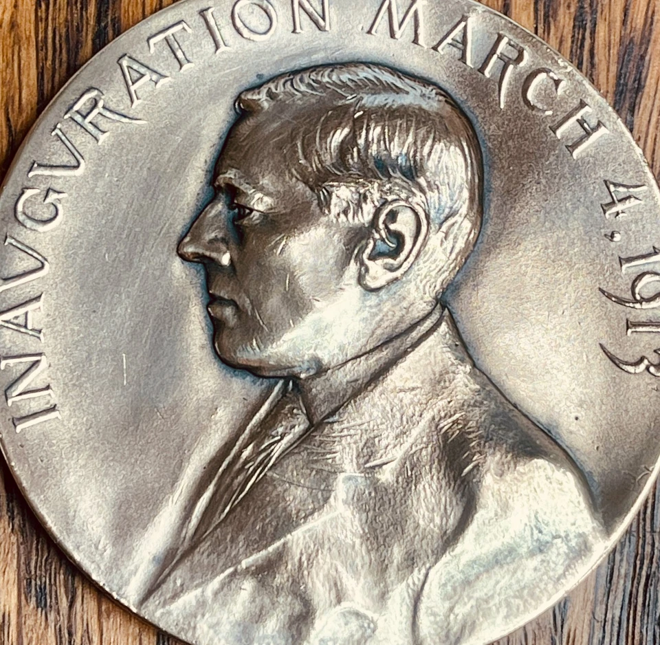 Medalla Inaugural Oficial de Bronce del Presidente Woodrow Wilson 1913 Como Nueva de Estados Unidos Foto 1 de 4