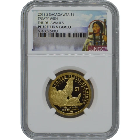 2013 S Sacagawea Proof Coin NGC PF70 Ultra Cameo Sacagawea Label Cover