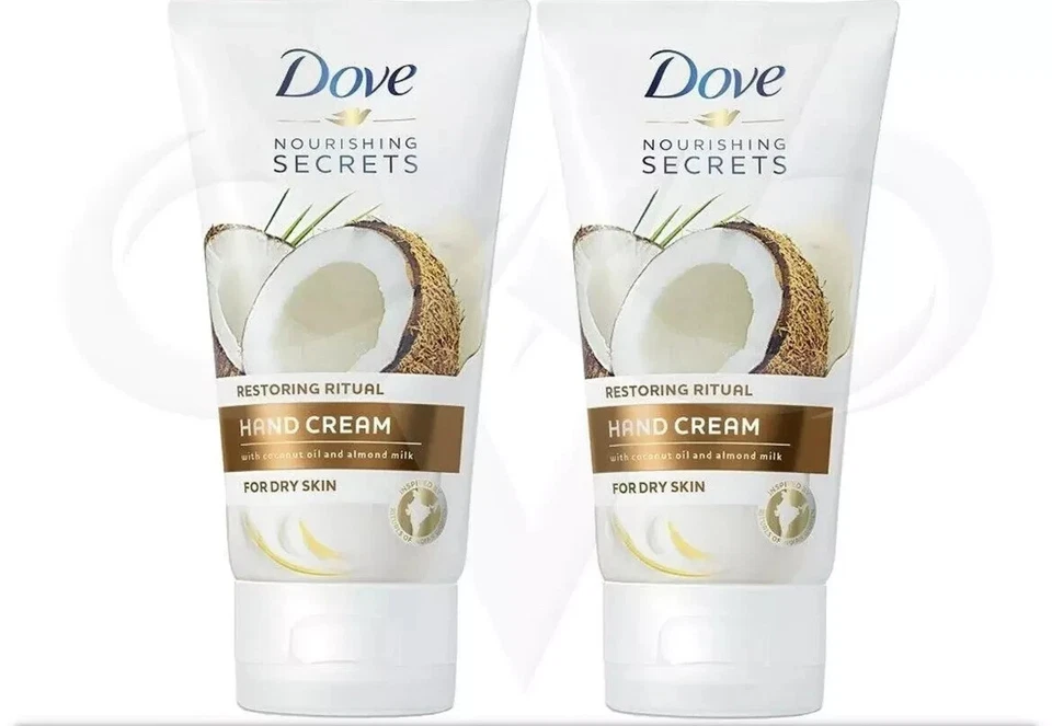 2x Dove Restoring Ritual Hand Cream With Coconut Oil & Almond Milk Dry Skin 75ml