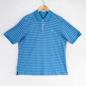 Tommy Bahama Polo Para Hombres Grande Azul Rayas Mezcla Algodón Manga Corta Informal - Imagen 1 de 8