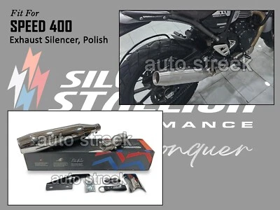 Fit For Triumph Speed 400 SILVER STALLION EXHAUST SILENCER POLISHED Foto 1 de 4
