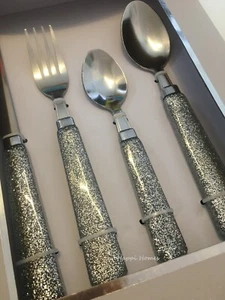 16 teiliges Besteckset Edelstahl Silber Glitzer Glitzer Griffe Weihnachten - Bild 1 von 4
