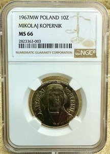 Poland 1967 MW 10 Złotych NGC MS66 M. Kopernik 2nd Highest Note Low Montage - Picture 1 of 5