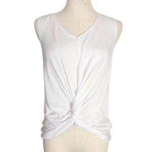 Aqua Twist Front White Sleeveless V-Neck Tank Top Womens Size Large - Picture 1 of 14