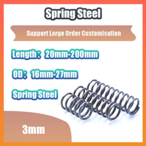 3mm Spring Steel Black Compression Spring 16-27mm OD 20-200mm Length Rust Proof - Picture 1 of 6