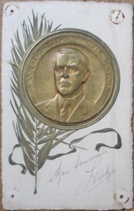 WWI French Heavily Embossed 1918 Postcard, President Woodrow Wilson, Novelty - Picture 1 of 1