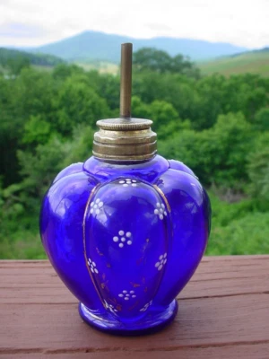 Antique Cobalt Blue Glass Sprinkler Perfume or Oil Lamp? - Image 1 of 4