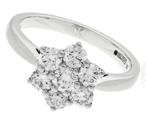 1.00ct Certified D IF Round Brilliant Cut Diamond Daisy Ring, in 18ct White Gold - Picture 1 of 2