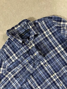 Camisa Polo Ralph Lauren Azul A Cuadros Abotonada Para Hombre XL Pony Preppy Impecable - Imagen 1 de 8