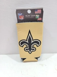 NFL WinCraft Orleans Saints 2CLR Slim Can Cooler 2 Side Design Beige Black - Picture 1 of 5