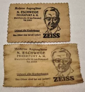 Paño publicitario de limpieza de gafas óptico vintage Zeiss Frankfurt Alemania (2) - Imagen 1 de 5