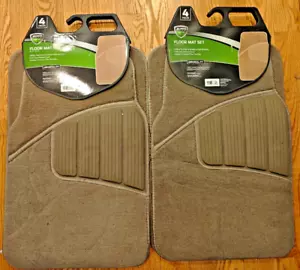 lot of 2 Auto Drive 4PC Carpet Car Floor Mat Tufted Polyester Tan Universal Fit - Picture 1 of 4