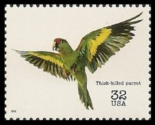 US 3105b Endangered Species Thick-billed Parrot 32c single (1 stamp) MNH 1996