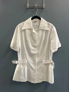 Vintage LARGE JC Penney Fashions MW Unisex White Fitted Safari Like Shirt - Picture 1 of 9
