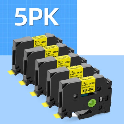 FRESHWORLD 5x Compatible Brother TZ-631 P-Touch Black On Yellow Label Tape 12mm 8m TZe-631