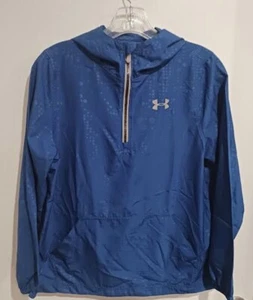 Under Armour Storm Regen Windbreaker Jacke - 1/4-Reißverschluss - Kapuze - eisblau - YLG - EUC - Bild 1 von 3