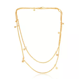 Star Designer Yellow Gold Plated 925 Silver Multi Row Chain Necklace - Picture 1 of 2