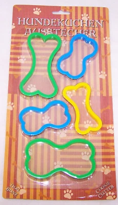5 er Set Ausstecher Ausstechform  Knochen Hund Hundekekse + 3 Rezepte  Neu OVP   - Bild 1 von 3
