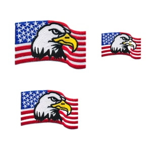 3 banderas de Estados Unidos con águila - parche de calidad Biker Trucker parche plancha 0671 - Imagen 1 de 3