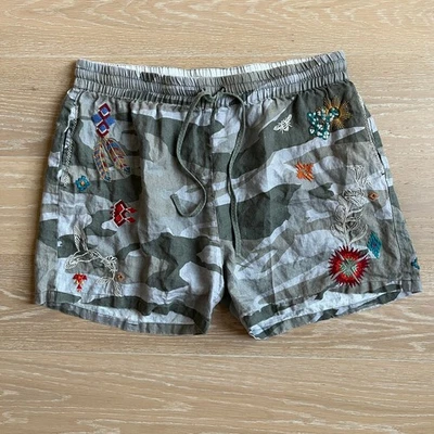 Pantalones Cortos Johnny Was Los Angeles Saguaro Lino Camuflados Bordados XL Foto 1 de 4