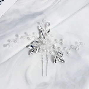 Wedding Bridal Hair Accessories comb Clips Crystal Diamante Pearls Flower Pin - Picture 1 of 4
