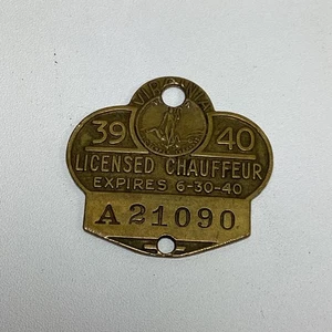 Vtg State of Virginia Licensed Chauffeur Badge 1939 1940 A21090 Metal Fob - Picture 1 of 3