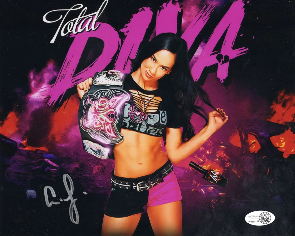 Foto firmada con autógrafo por AJ Lee (metálica 8x10) JSA WWE Sexy automática Foto 1 de 1