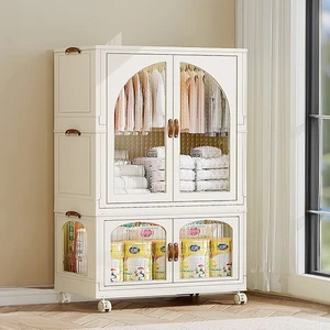 Large Folding Storage Box Stackable Case Cabinet Closet Home Organizer on Wheels - Picture 1 of 14