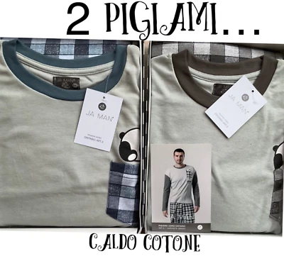 2 PIGIAMI UOMO COTONE CALDO JUKON FANTASIA MODA MANICA LUNGA pigiama girocollo - Immagine 1 di 4