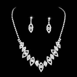 Juego de Collares y Pendientes de Plata con Hojas de Diamante de Cristal Joyería - Imagen 1 de 4