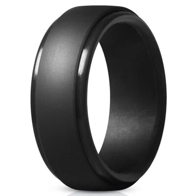 Size 7-14 Rubber Silicone Working Band Men's Ring Cool Simple Sports Wedding - Image 1 of 4