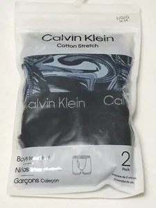 Calvin Klein Boys 2 Pack Cotton Stretch Boxer Briefs Large 12/14 - Blue Waves - Picture 1 of 2